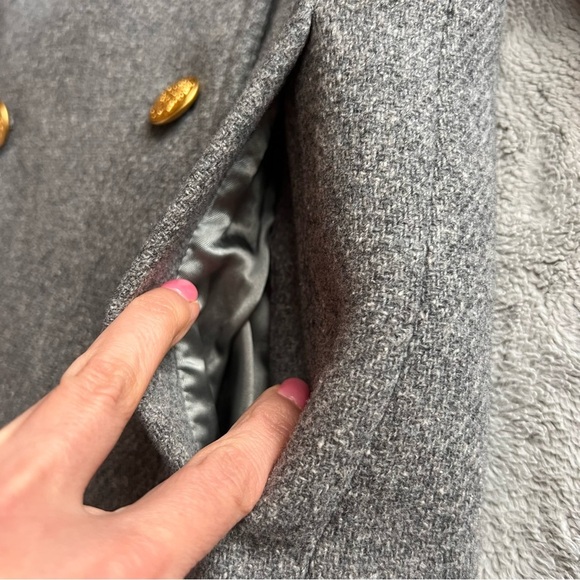 J. Crew Majesty Peacoat Stadium Cloth Nello Gori Wool Double Breasted Coat Gray - Picture 5 of 13